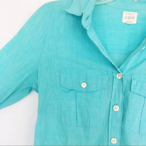 J Crew blue 100% cotton button up XXS - Picture 7 of 7